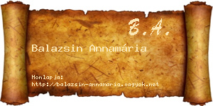 Balazsin Annamária névjegykártya